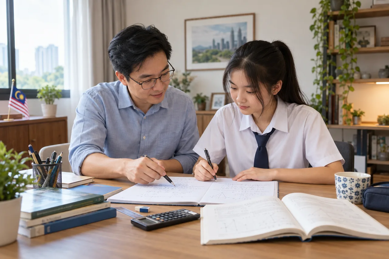 Student learning SPM Mathematics one-to-one with an experienced tutor