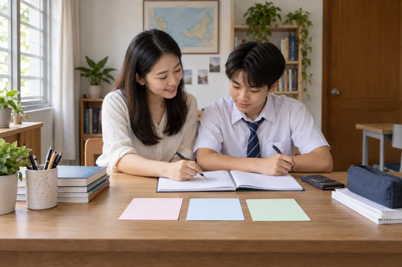 Tutor guiding a student through a clear Mathematics learning process