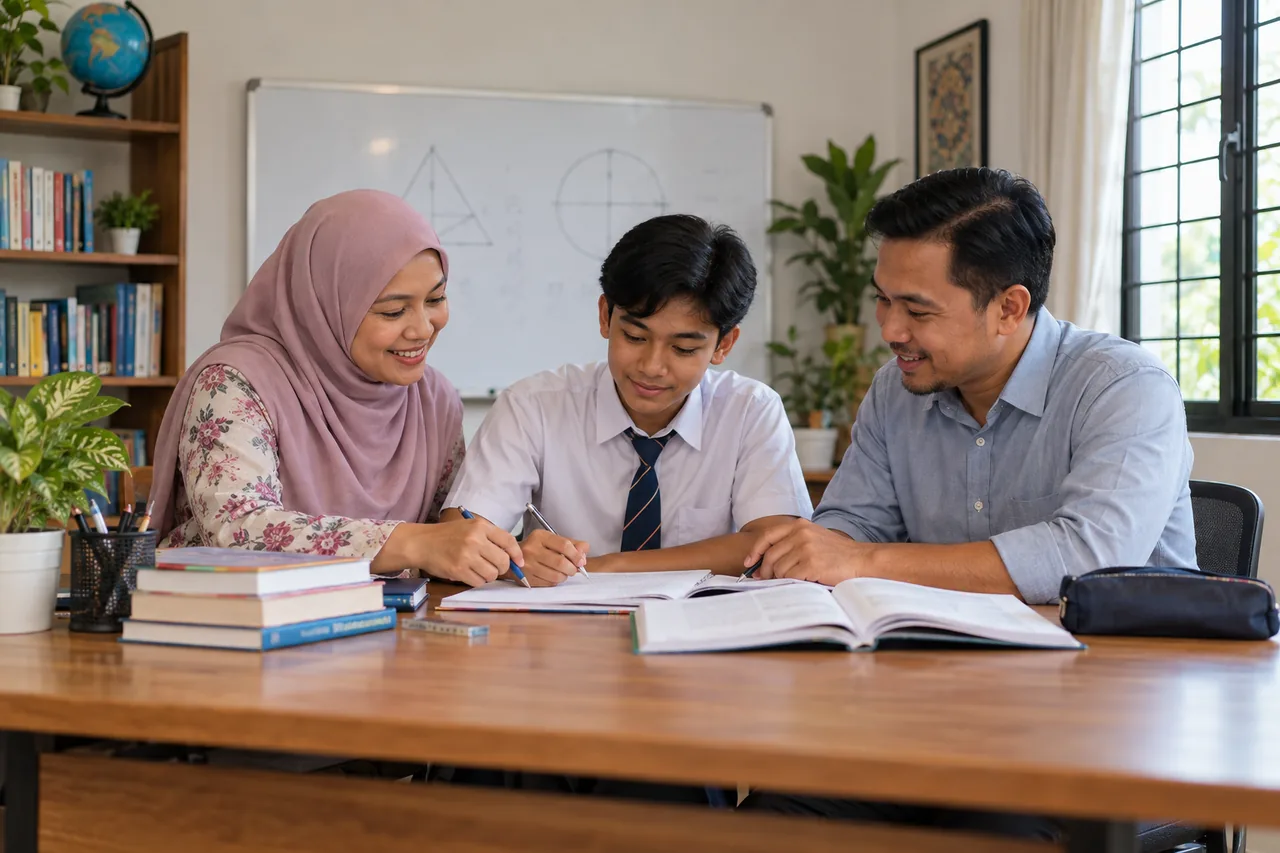 Guru Matematik SPM berpengalaman di ruang pembelajaran yang fokus